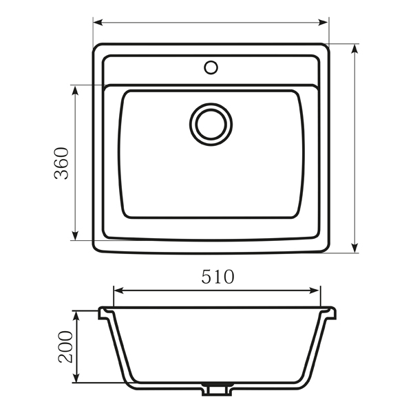Мойка MIXLINE ML-GM15 серая (310) 560*500*180мм