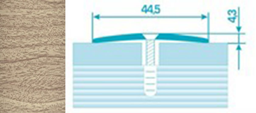 Порог ПС 04 135 шир 44,5мм дуб беленый 087