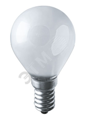 Лампа накаливания декоративная ДШ 60Вт 230В Е14 матовая (шар) 94317 NI-C