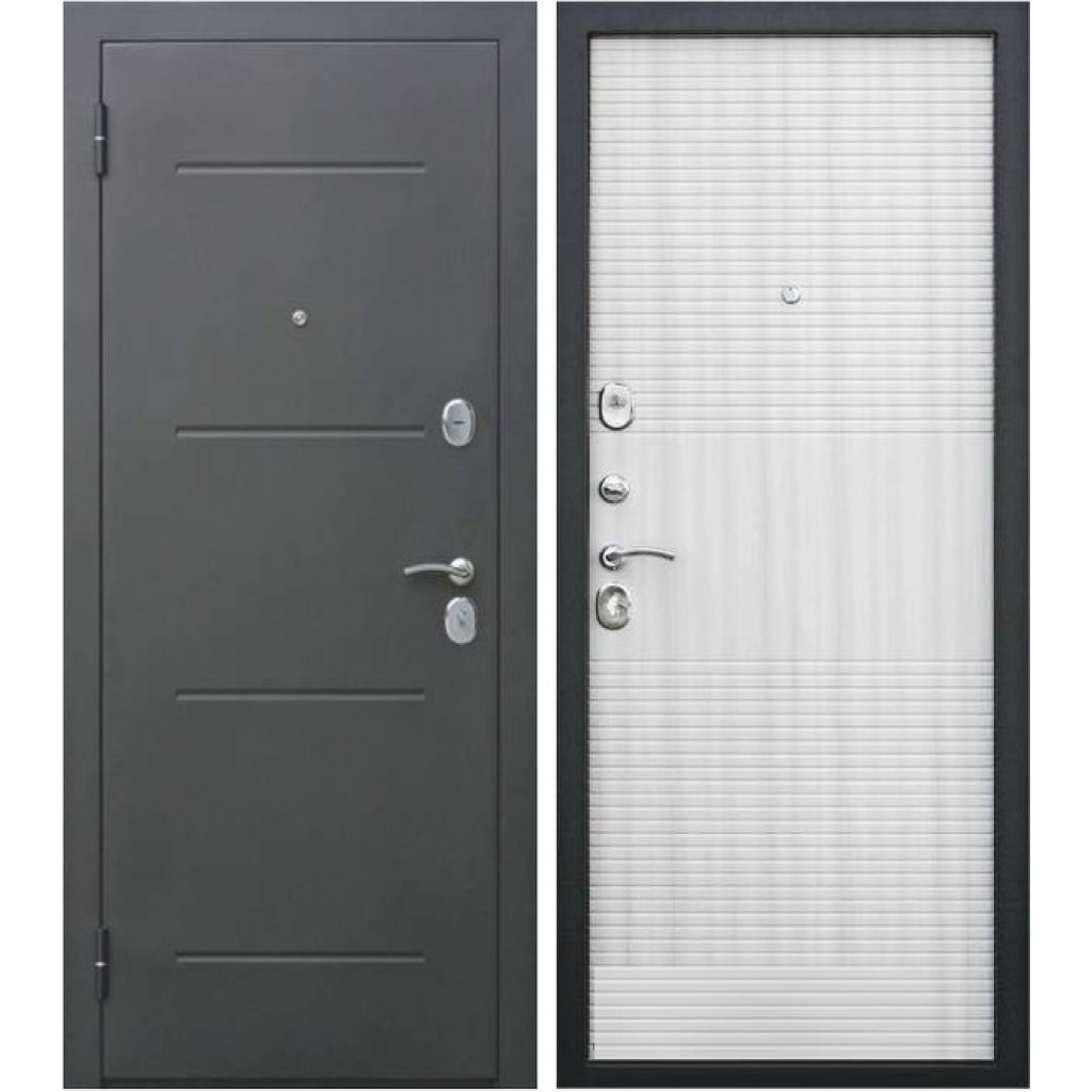 Дверь металл Гарда 7,5см Белый ясень/Серебро (860*2050*75)  прав пенополистирол 