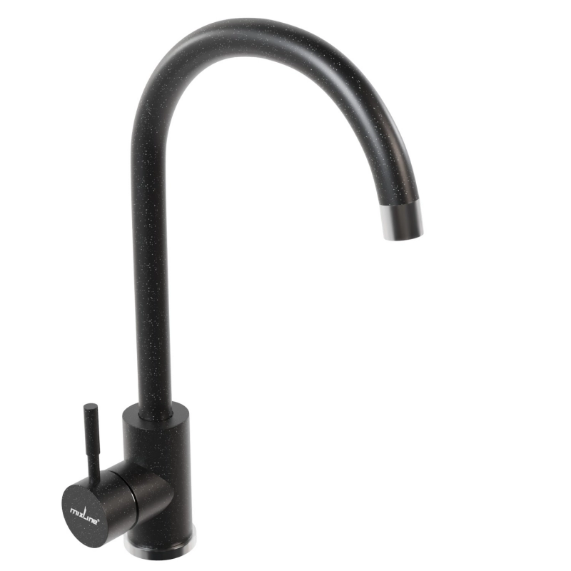 Смеситель кухня MIXLINE ML-GS15 (308) черный высокий излив