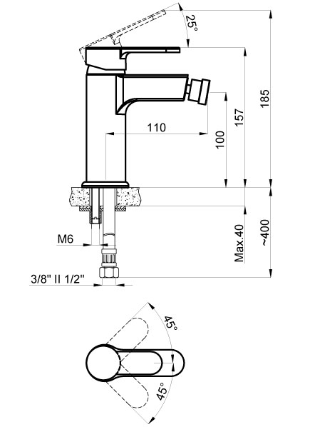 TEVIS Azario Смеситель для биде хром AZ-15496601