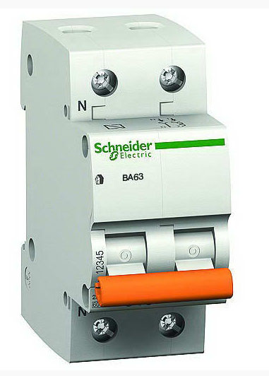 Выключатель автомат 2полюс 16А 1п+N С ВА63 4.5кА Домовой Schneider Electric 11213