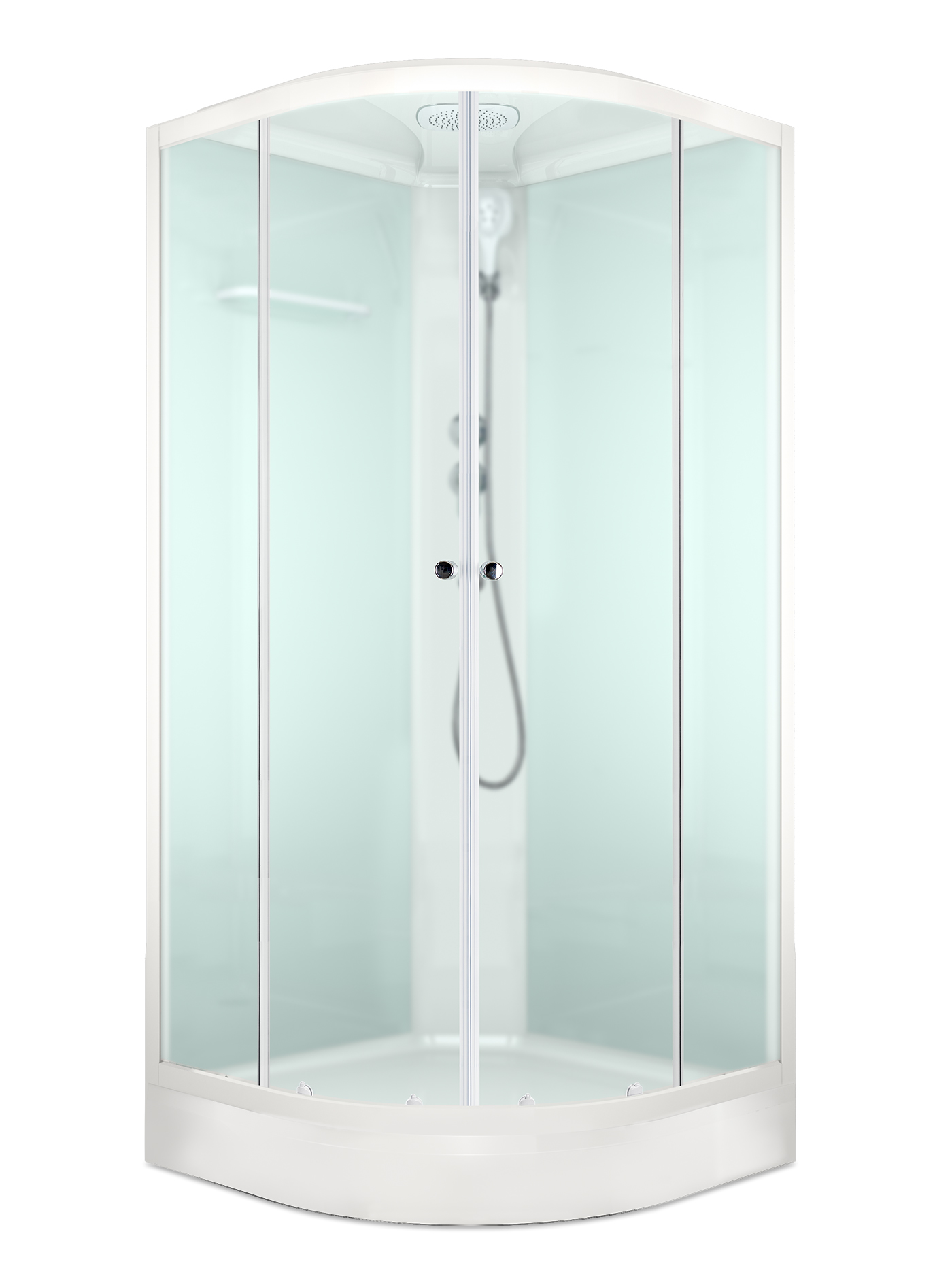 Кабина душевая Domani-Spa Delight Slim 2дв 110, 100*100*218 б/электр., низк. под, мат.стек., бел.ст