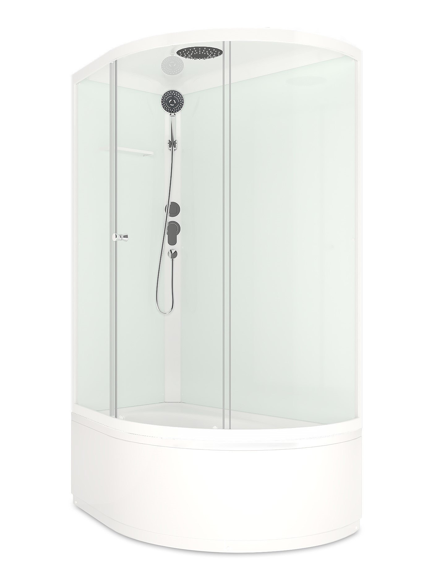 Кабина душевая Domani-Spa Simple 1дв 128 high, 120*80*218см лев.. б/эл., выс.поддон, мат стек/бел.ст