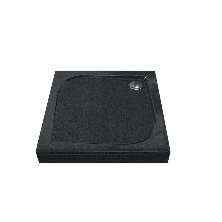 Поддон Квадро 900*900 Антрацит(черный) литьевой мрамор (+установ.комплект+экран) BAS