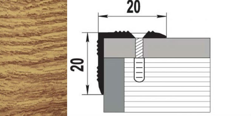 Порог ПУ 05 90 шир 20*20мм дуб универсал 084 угол внешний