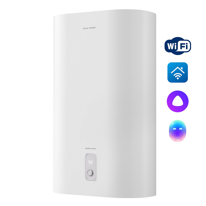 Водонагр Royal Thermo RWH 80 Smalto Inverter 80л, 2,0кВт, X-Heat, Wi-Fi, универс.монтаж, прямоуг.