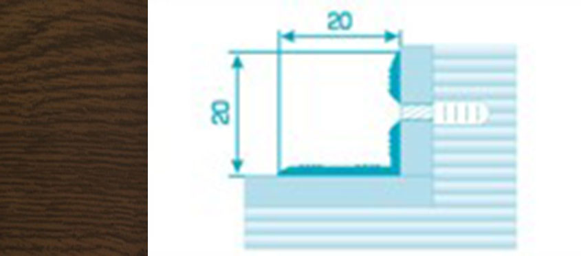 Порог ПУ 05-1 180 шир 20*20мм дуб темный 091 угол внутренний