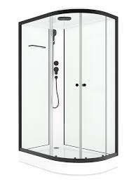 Кабина душевая Delight Slim 128L низ.под,бел.ст.,сат.мат.ст.,граф.проф. Black accents Б/Э 120*80*218