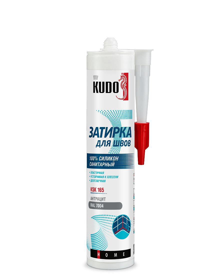 Герметик-затирка для швов KUDO HOME KSK-165 силиконовый санитарный, антрацит RAL 7004