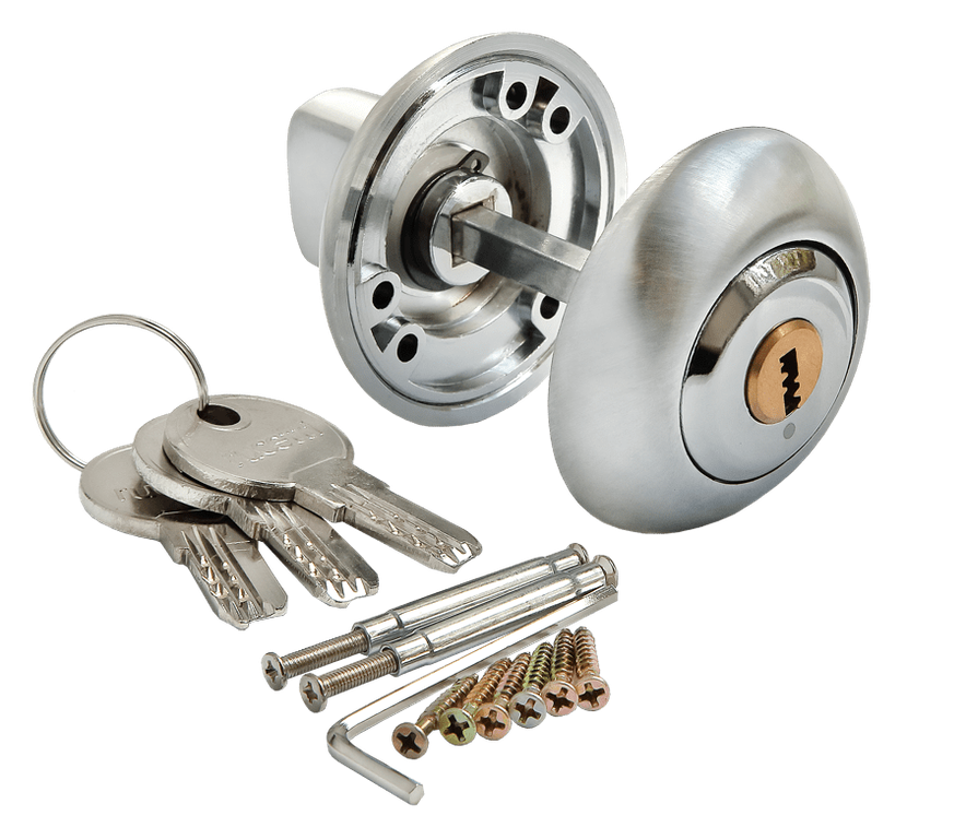 Завертка Морелли с ключевым цилиндром MH-CYL SC/CP матовый хром/хром