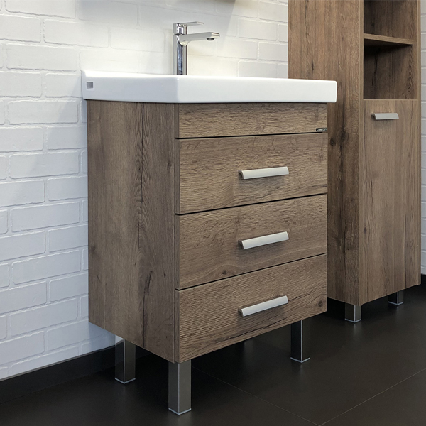 Мебель д/ванной "Никосия-60Н" тумба дуб темный с умывальником Fest 60 F01 COMFORTY