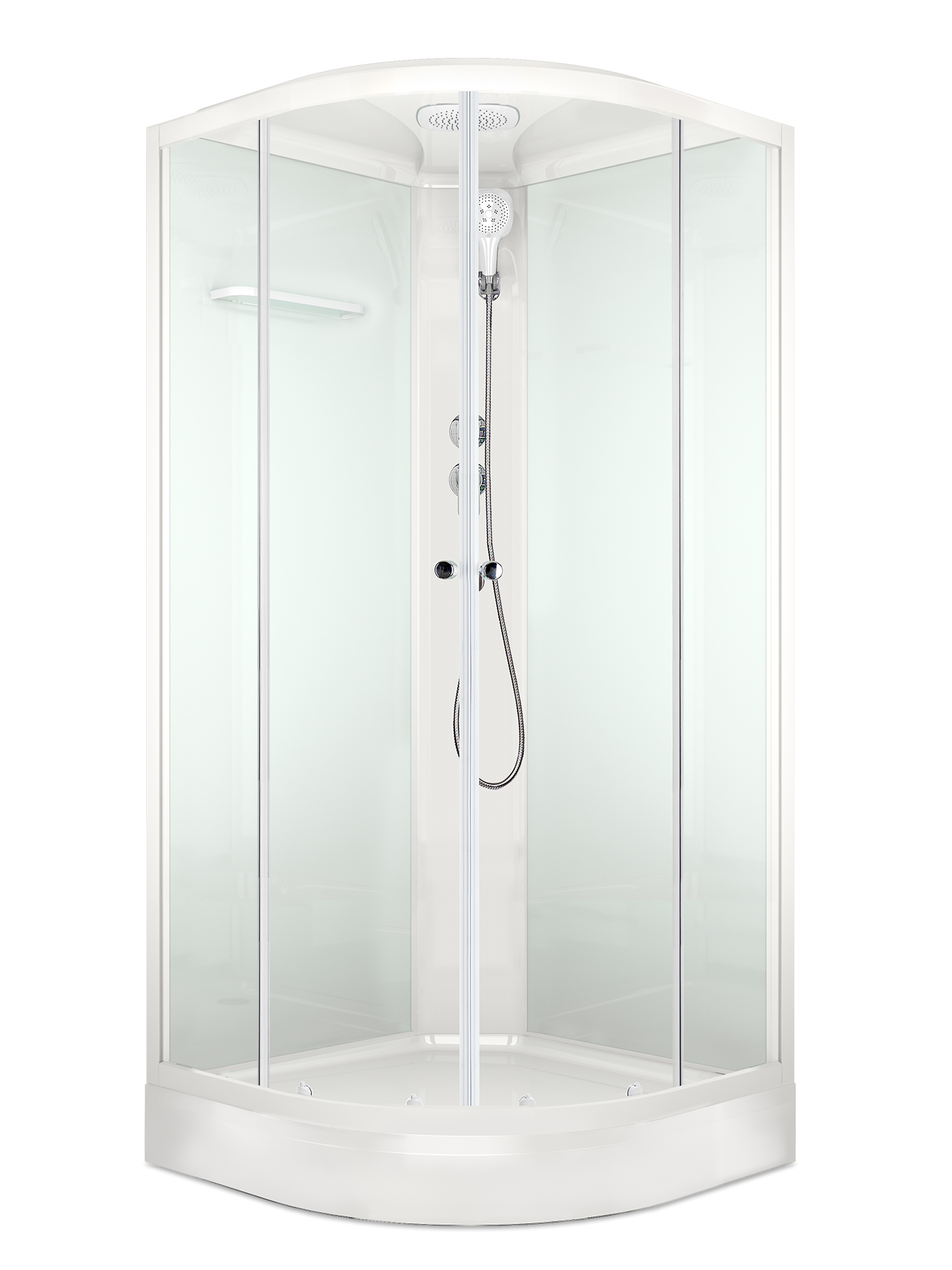 Кабина душевая Domani-Spa Delight Slim 2дв 99 high, 90*90*218см б/эл., выс. поддон, мат стек.,бел.ст