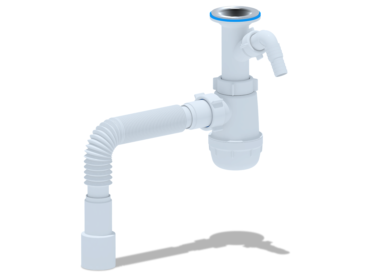 Сифон 1 1/2"*40  А2015 АНИ Грот с отв. и гиб. трубой 40x40/50