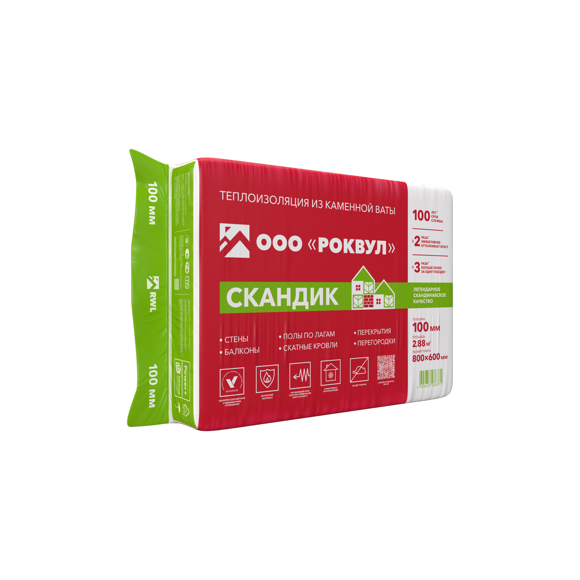 Минплита РОКВУЛ Лайт Баттс Скандик 1,2*0,6*0,1м(0,432м3, 4,32м2) 