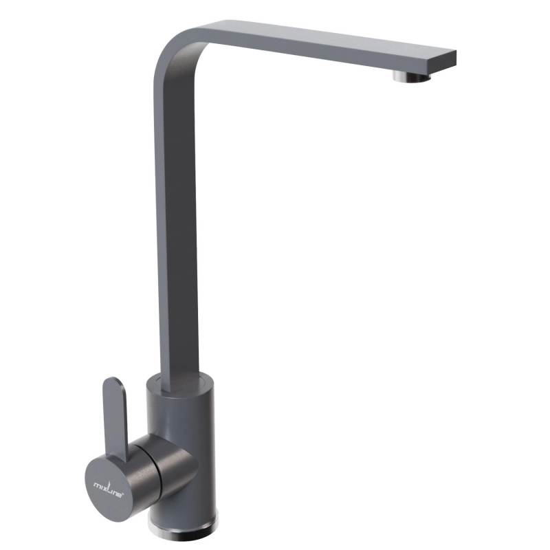 Смеситель кухня MIXLINE ML-GS14 (342) графит высокий излив