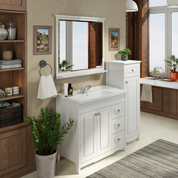 Мебель д/ванной "Тбилиси-40" полуколонна белый глянец COMFORTY