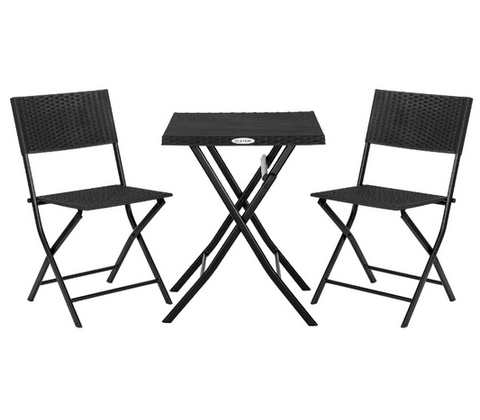 Комплект складной садовой мебели (2 стула + стол) RATTAN антрацит, 873147