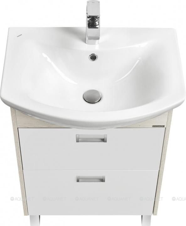 АКВАТОН. Тумба-умывальник "Бекка 60" Белый/Дуб Сомерсет 1A196601BAC20