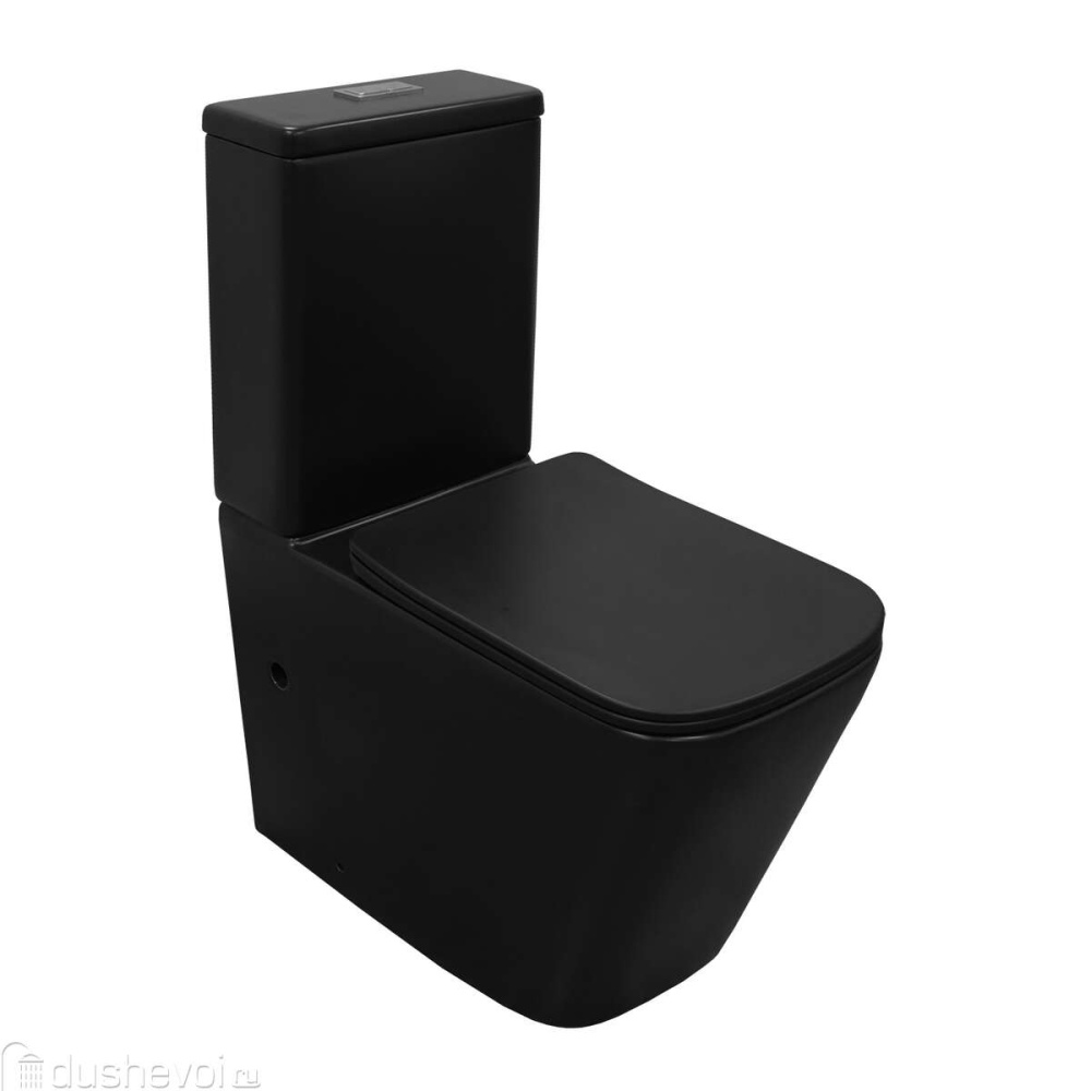 Унитаз-компакт Azario Black King черный безободковый, сиденье с микролифтом AZ-8303D