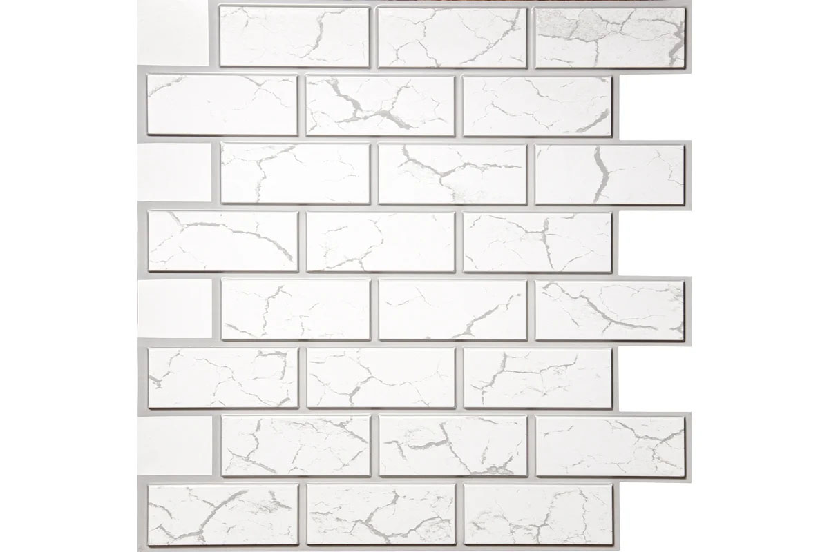 Панели ПВХ Белый кирпич с серыми швами 3D МАТТОНЕ СИТИ 600*600*8 мм