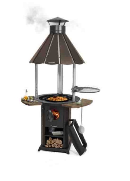Гриль с печью под казан Барабек, 2140мм, черная бронза, ТМФ