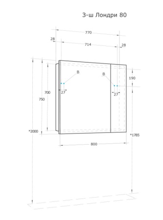 АКВАТОН. Зеркало-шкаф "Лондри 80"