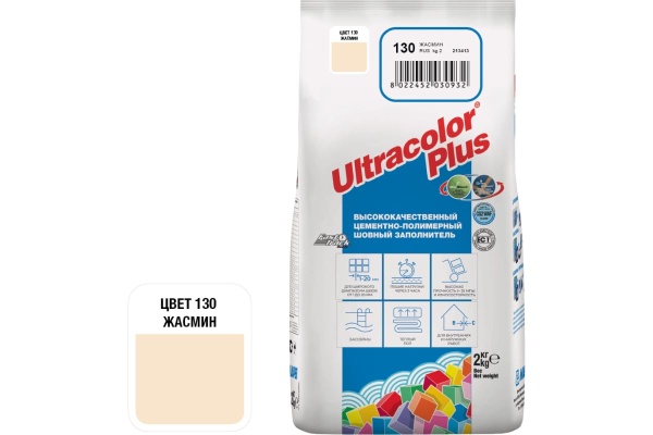 Затирка д/швов бежевый светл./Жасмин 2,0кг MAPEI ULTRACOLOR PLUS № 130