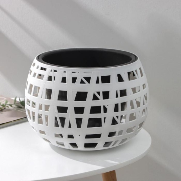 Кашпо пластм. Хаос 290*200мм с вставкой белый 4,0л М3142