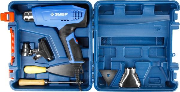 Фен технический ФТ-П2000 М2ДК 2000Вт, насадки, ЖК дисплей, кейс ЗУБР Профи