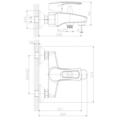 Смеситель ванна Россинка T40-31 короткий излив