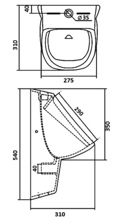 Писсуар Гала Santek (с креплением, без сифона)