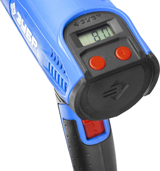 Фен технический ФТ-П2000 М2ДК 2000Вт, насадки, ЖК дисплей, кейс ЗУБР Профи