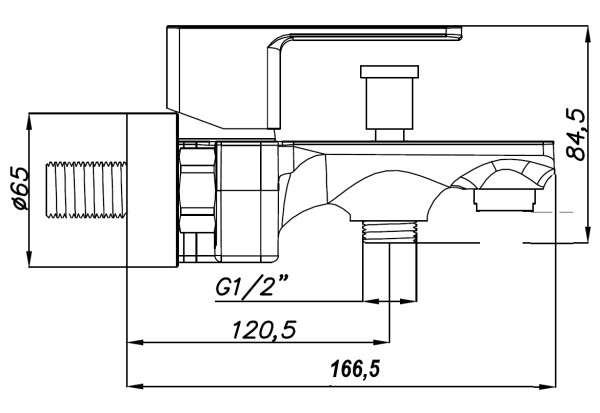 CADEO Azario Смеситель для ванны с коротким изливом хром AZ-15940501