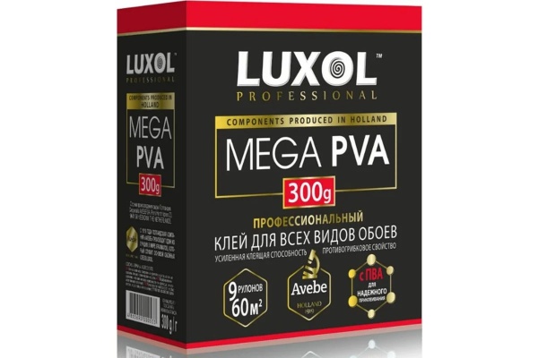 Клей обойный 300гр.LUXOL MEGA PVA д/всех видов  обоев 