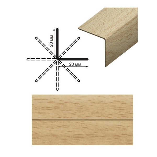 Угол  универсальный Rico Leo 20*20*3000 мм №155, бук натуральный