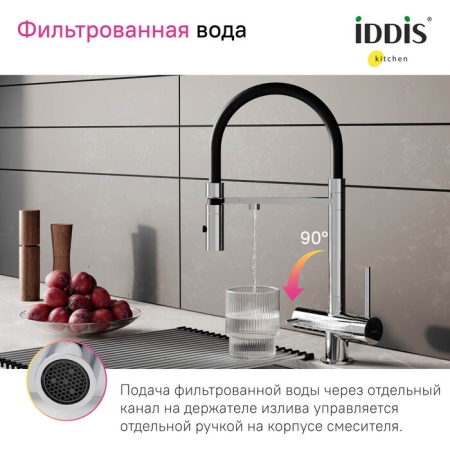 Смеситель кухня IDDIS Ace с фильтром и гибким изливом, хром, ACESBFFi05