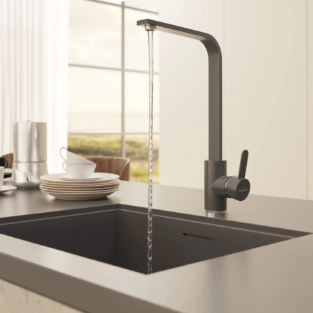 Смеситель кухня MIXLINE ML-GS14 (342) графит высокий излив