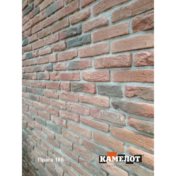 Декоративный кирпич "Прага" 186н 120*265*50-70 (1м2=50шт) 1 упак-0,6м2