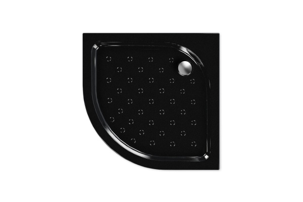 Душевой поддон акриловый полукруг 90*90*6 "Classic N" (каркас+экран) высота 16 см, ЧЕРНЫЙ