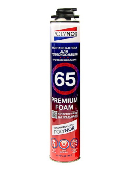Пена монтажная POLYNOR  PREMIUM Foam 65+ проф. 850мл.  