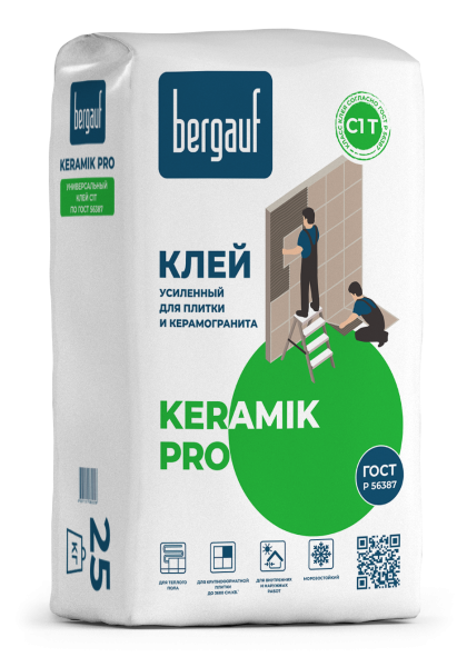 Клей плиточный BERGAUF Keramik Pro усиленный С1 25,0кг