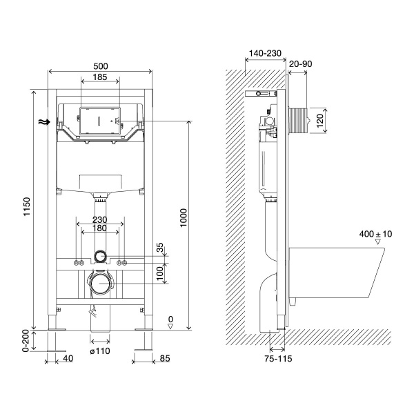 Система инсталляции Peneda LeMark 3 в 1: кнопка BIT белый глянец, унитаз безободк. Торнадо FLOREX