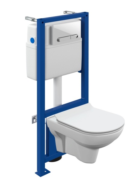 Система инсталляции CITY комплект: инст.LINK PRO, кнопка ESTETICA белый с хром, унитаз с сиденьем