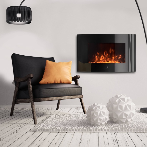 Электрокамин EFP/W-1200URLS 2,0кВт, 220В, 885х560х135мм, панорама, черный Electrolux