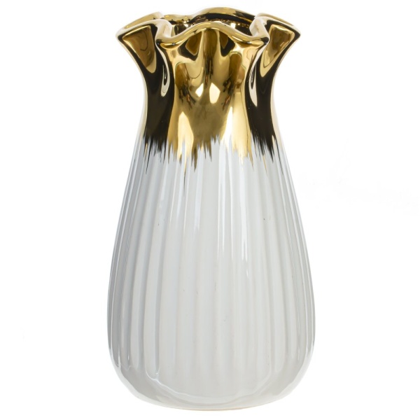 Ваза керамическая, бел./золото, 12*19 см, 796042