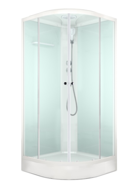 Кабина душевая Domani-Spa Delight Slim 2дв 110, 100*100*218 б/электр., низк. под, мат.стек., бел.ст