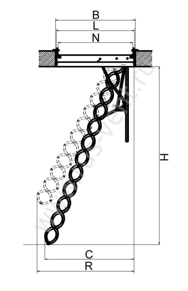 Лестница чердачная складная Факро LST-В h-2.8м  люк 120*60