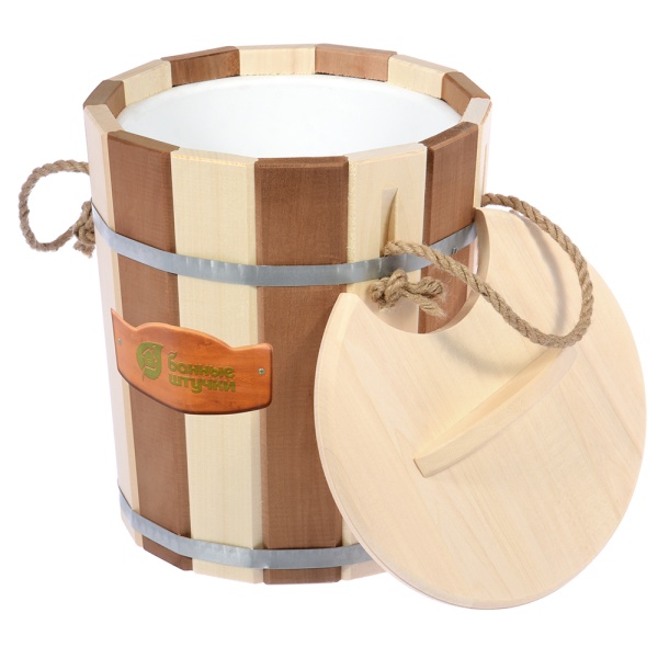 Запарник  9л "Контраст" с пластиковой вставкой, крышка, липа, д/бани 32421